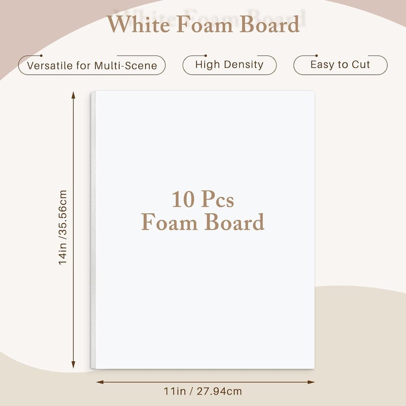 AUEAR , 10 Pack 11x14 White Foam Boards, Foam Core Poster Board for Display, Mounting, Print, Presentation and Projects, 1/8'' Thick - Image 2